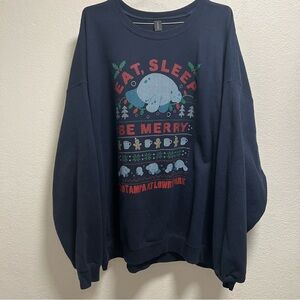 Gildan ZooTampa Unisex Manatee Graphic Christmas Sweatshirt